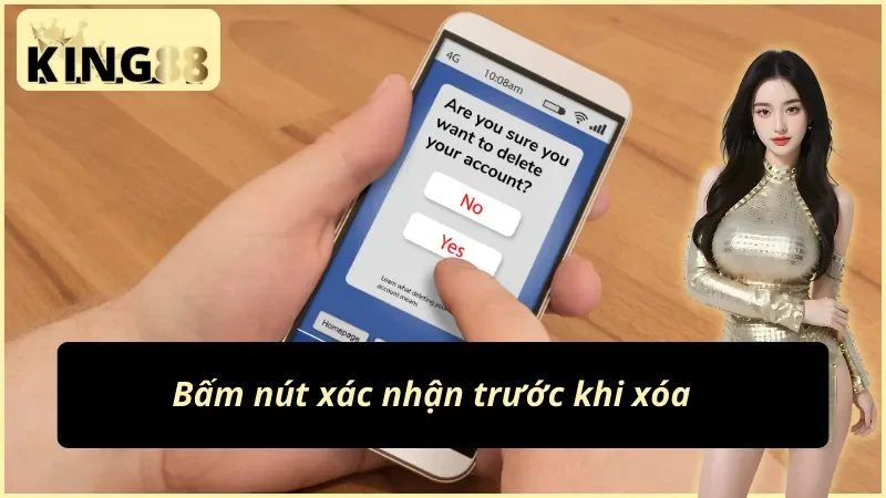 Bước xác nhận trong cách xóa tài khoản King88